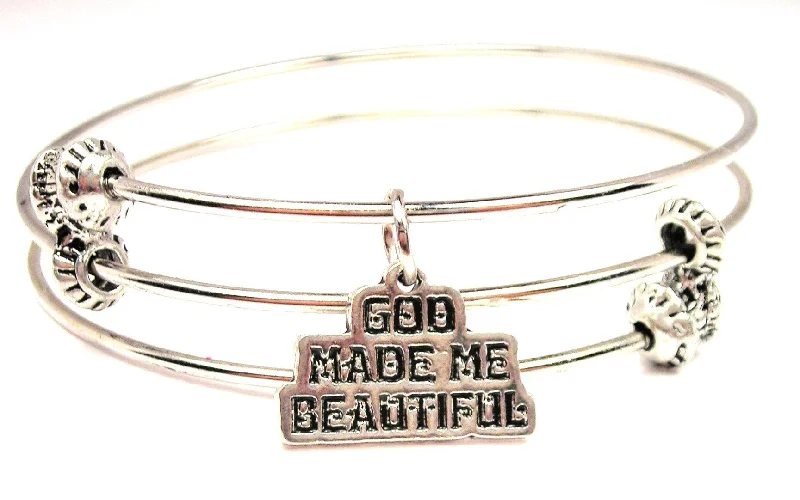 God Made Me Beautiful Triple Style Expandable Bangle Bracelet