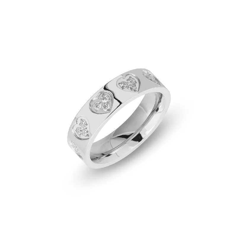 Zirconia heart ring silver