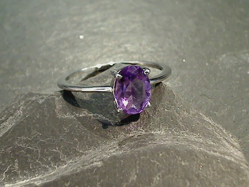 Size 9 Amethyst, Sterling Silver Ring