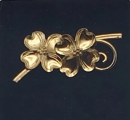 Beau - Vintage Gold Tone Sterling Silver Flowers Brooch