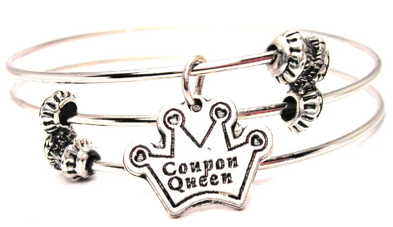 Fancy Crown Coupon Queen Triple Style Expandable Bangle Bracelet