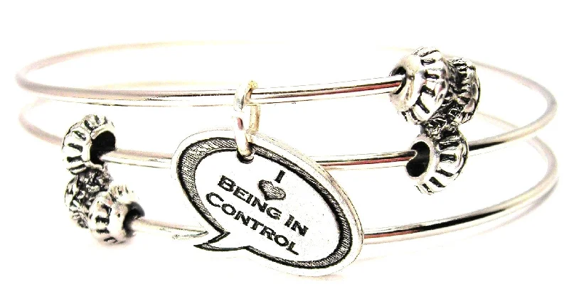 I Love Being Out Of Control Triple Style Expandable Bangle Bracelet