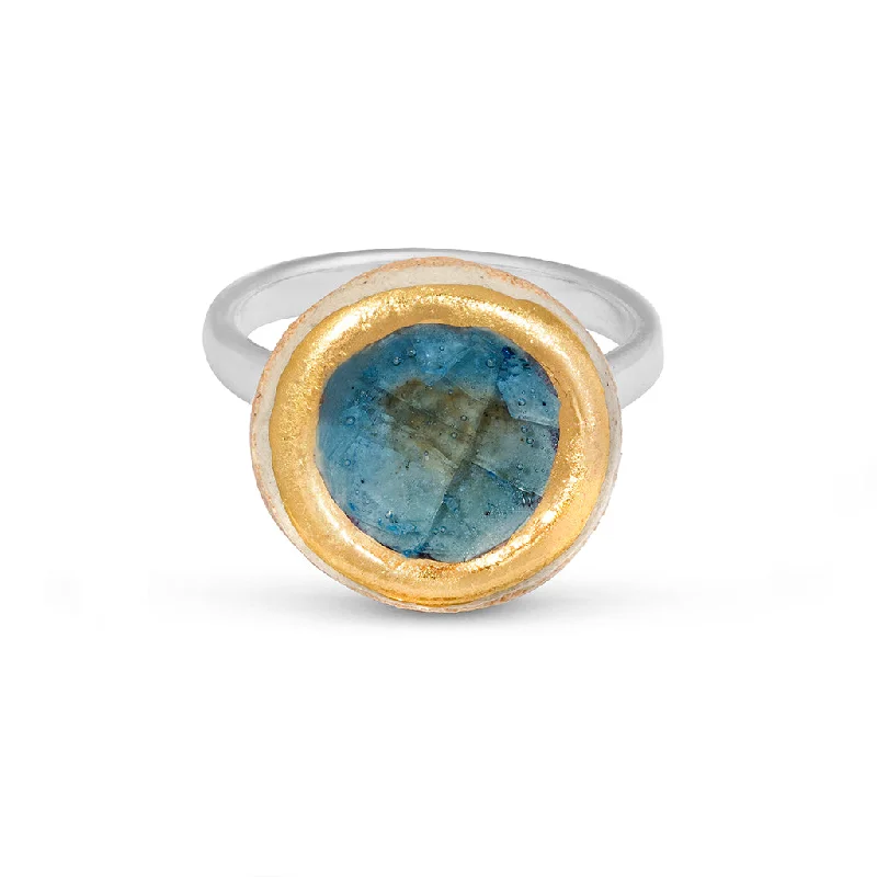 Small Round Blue Reef Adjustable Ring