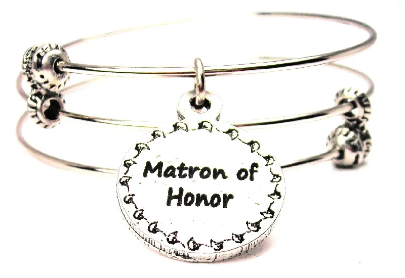 Matron Of Honor Circle Triple Style Expandable Bangle Bracelet