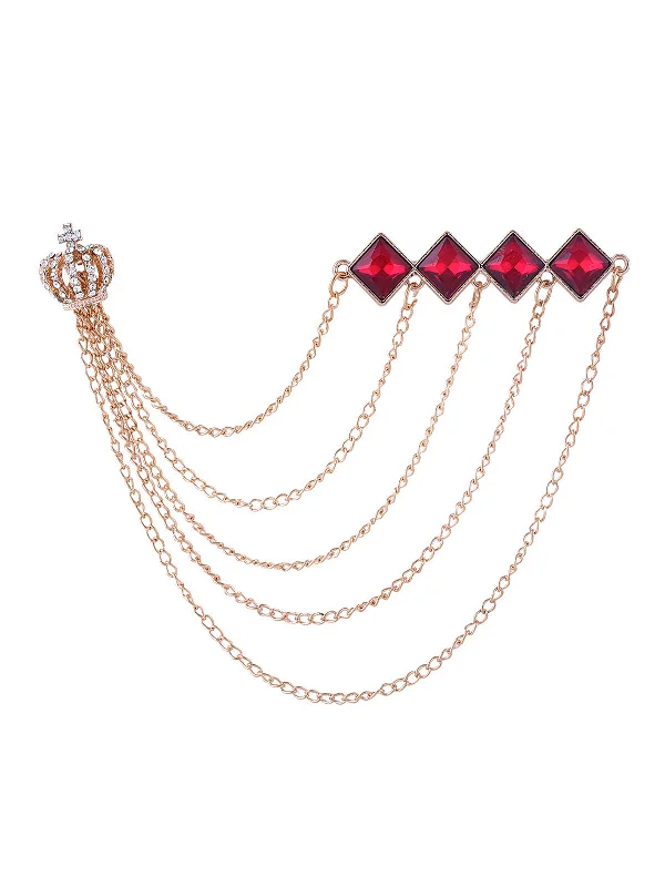 Diamond Crown & Chain Attractive Brooch Pin