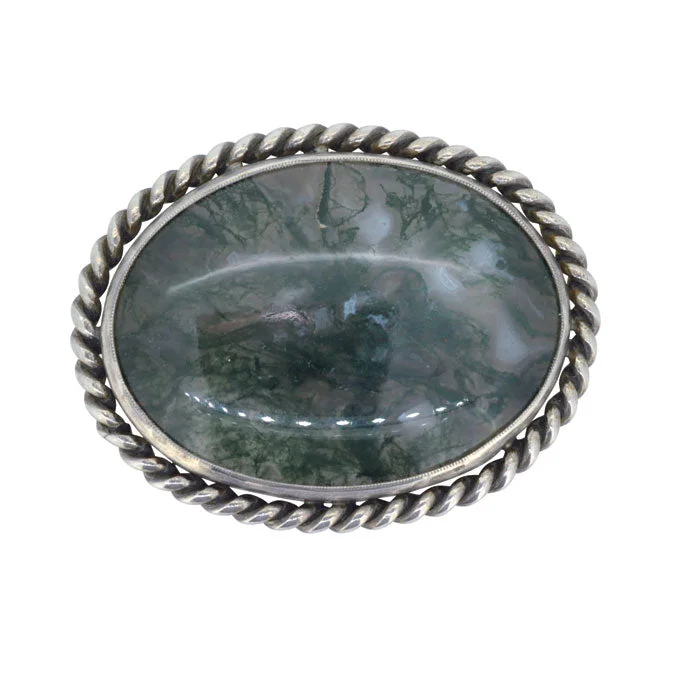 Moss Agate Brooch