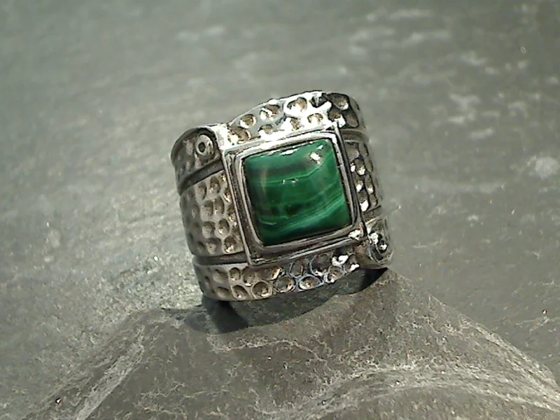 Size 7 Malachite, Sterling Silver Ring