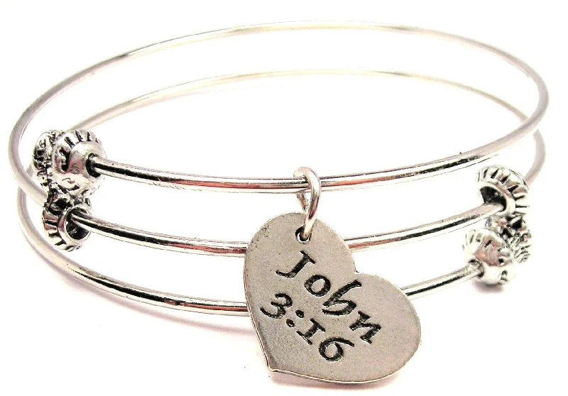 John 316 Heart Triple Style Expandable Bangle Bracelet