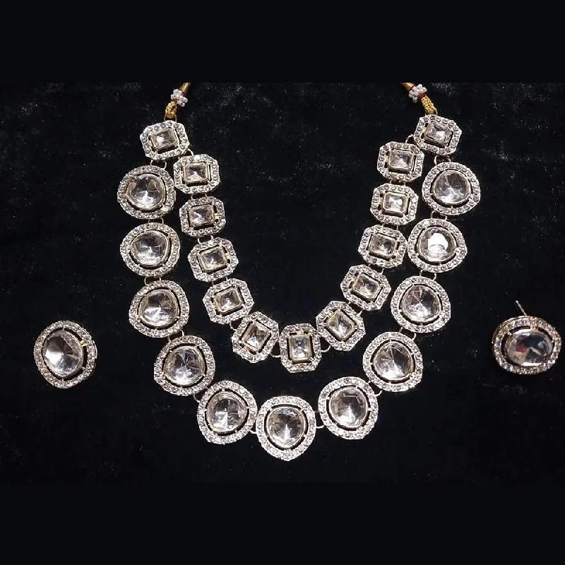 Kumavat Jewels Silver Plated AD Stone Necklace Set