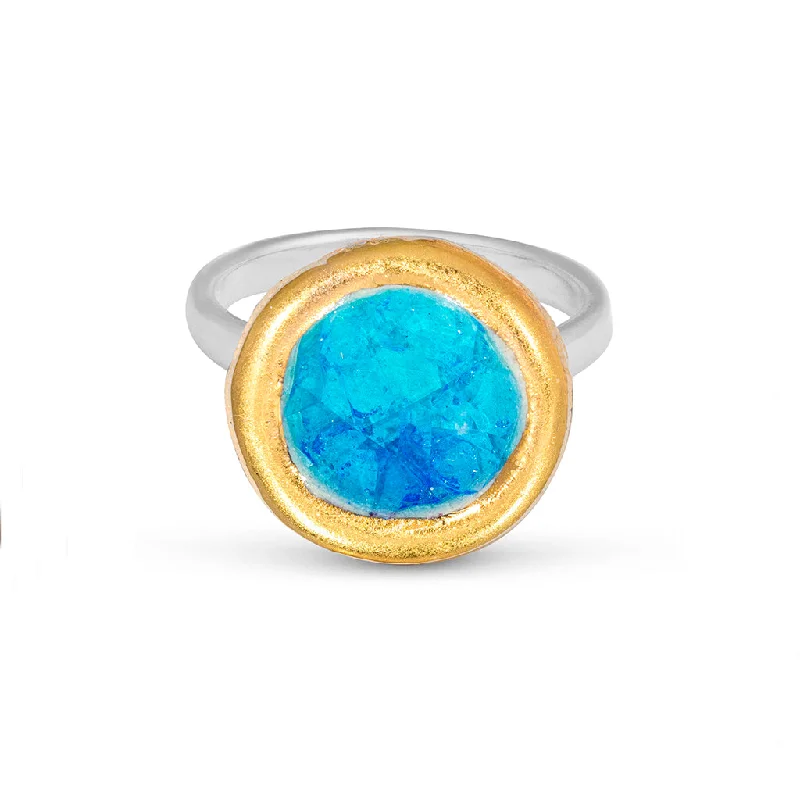 Small Round Turquoise Blue Lagoon Adjustable Ring