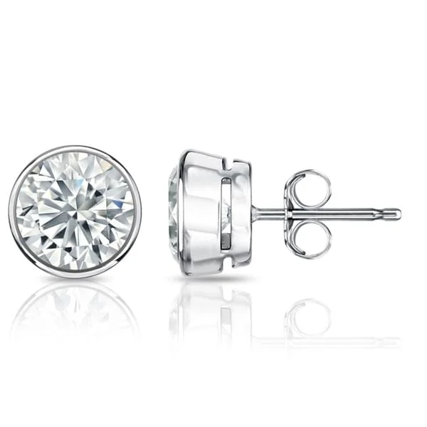 Auriya 14k Gold Certified 4.00 ct. TDW Bezel Set Round Diamond Stud Earrings