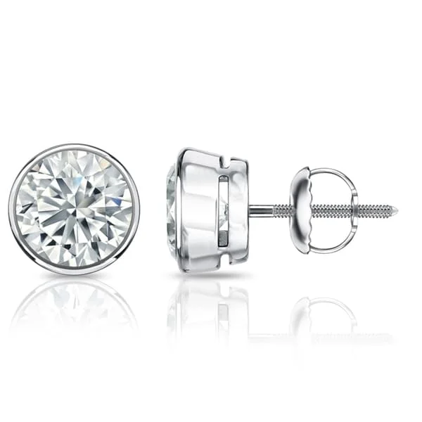 Auriya 14k Gold Certified 2.20 ct. TDW Bezel Set Round Diamond Stud Earrings