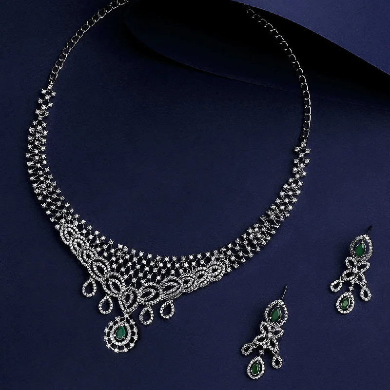 Asmitta Silver Plated AD Stone Necklace Set