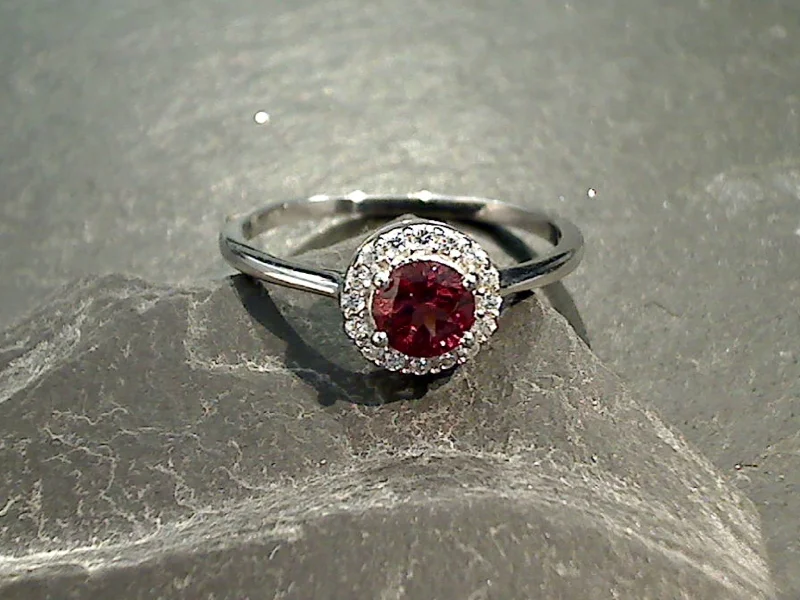 Size 6 Garnet, CZ, Sterling Silver Ring