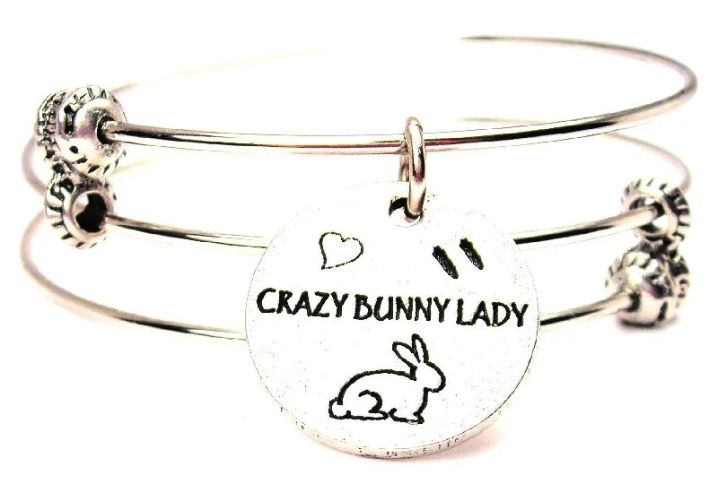 Crazy Bunny Lady Triple Style Expandable Bangle Bracelet