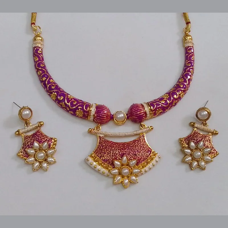 Midas Touch Gold Plated Meenakari Necklace Set