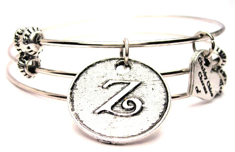 Initial Z Circle Triple Style Expandable Bangle Bracelet