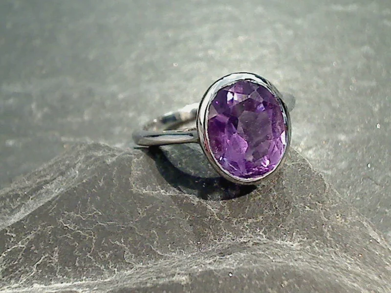 Size 7 Amethyst, Sterling Silver Ring