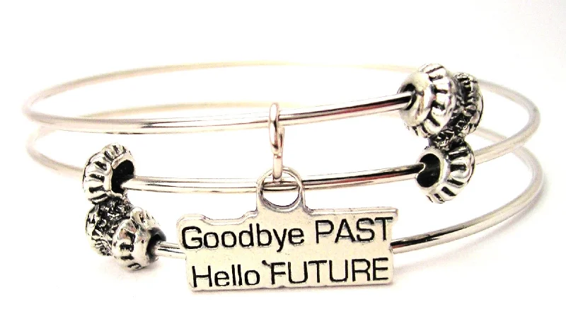 Goodbye Past Hello Future Triple Style Expandable Bangle Bracelet