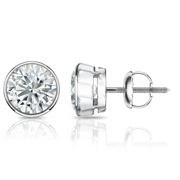 Auriya 3 1/5ctw Round Diamond Stud Earrings Bezel-set Platinum - Certified