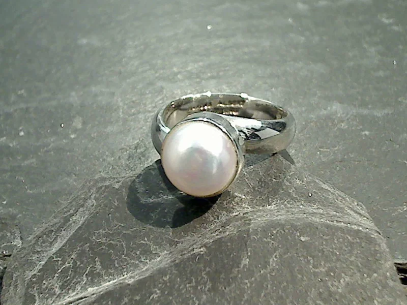 Adjustable Size Pearl, Fine Sterling Silver Ring