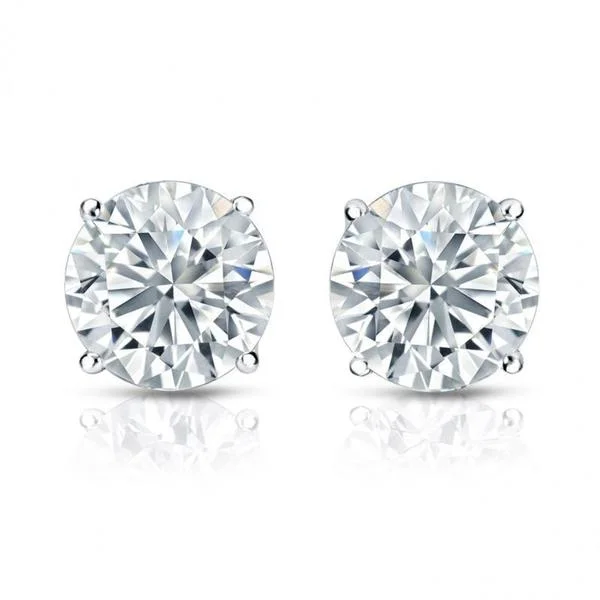 Auriya 14k Gold GIA Certified 4.20 ct. TDW Round Diamond Stud Earrings