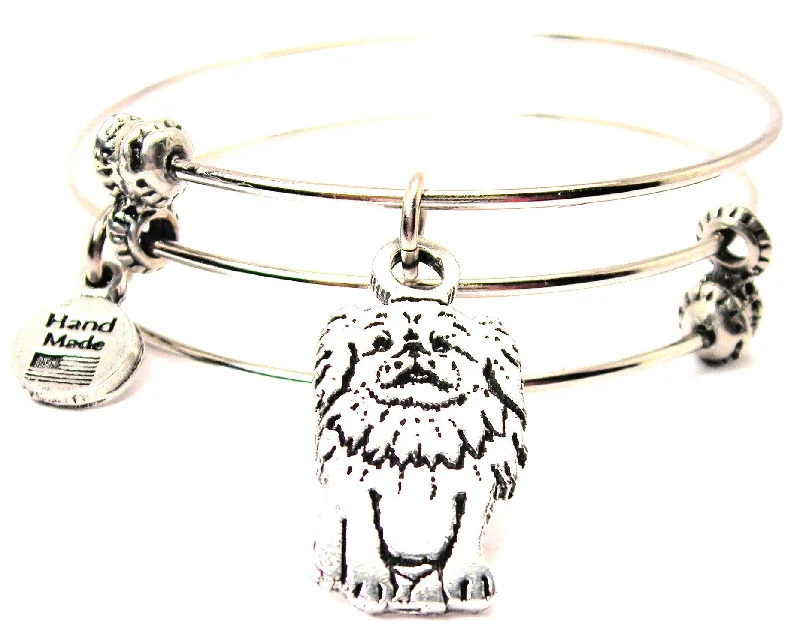 Sitting Pomeranian Triple Style Expandable Bangle Bracelet