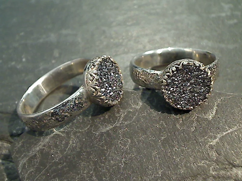 Size 10 Druzy Quartz, Sterling Silver Ring