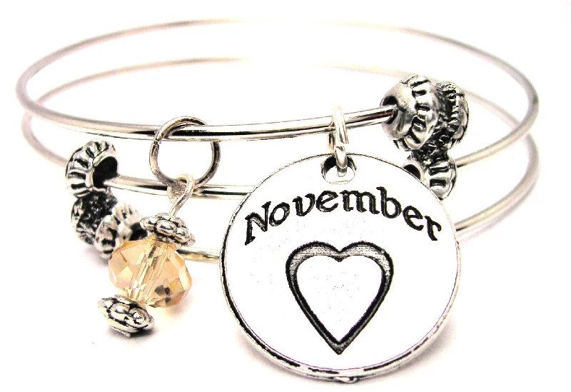 November Circle Triple Style Expandable Bangle Bracelet