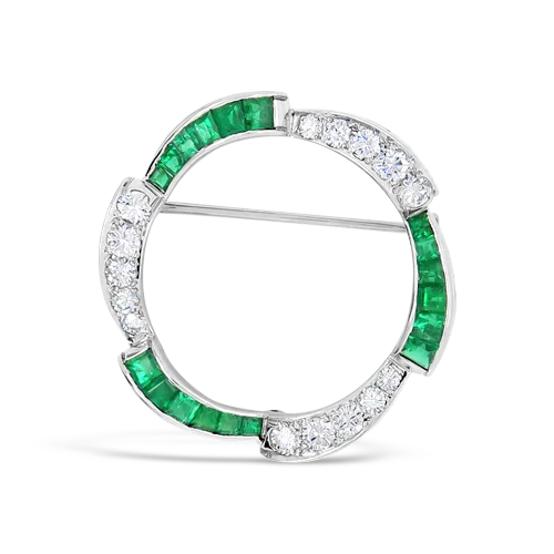 Emerald & Diamond Estate Wreath Brooch