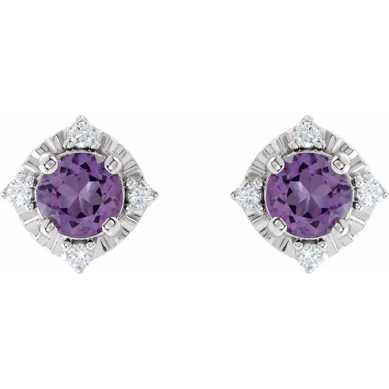 Amethyst Earrings with Diamonds