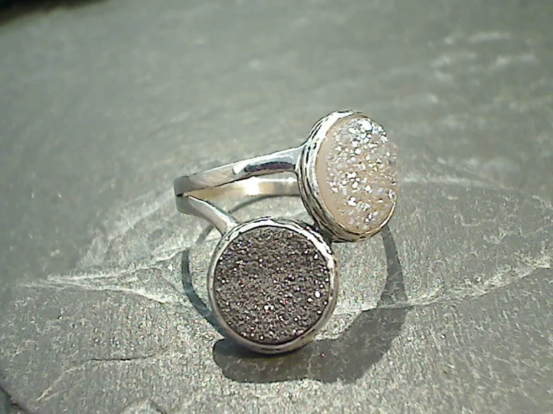 Size 10 Druzy Quartz, Sterling Silver Ring