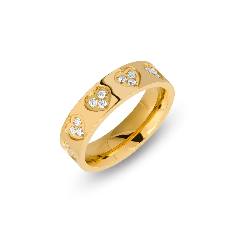 Zirconia heart ring gold