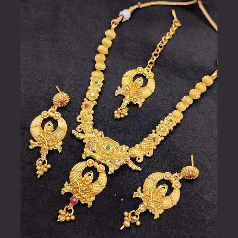 Manisha Jewellery Antique Gold Plated Pota Stone Necklace Set