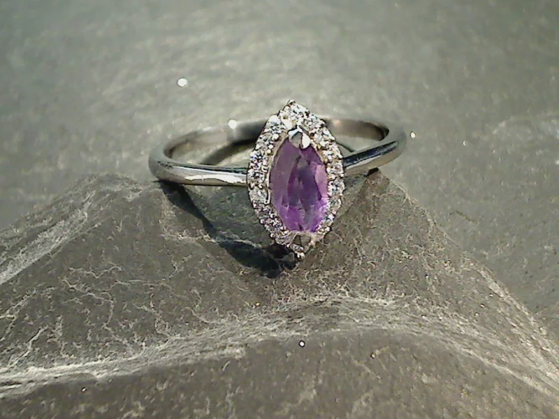 Size 6.25 Amethyst, CZ, Sterling Silver Ring