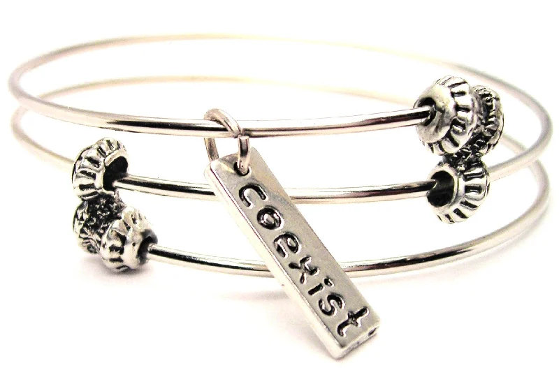 Coexist Triple Style Expandable Bangle Bracelet