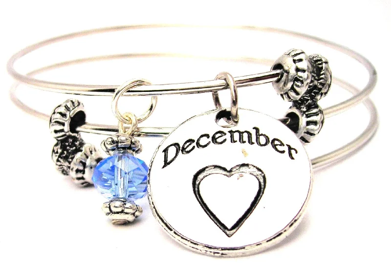 December Circle Triple Style Expandable Bangle Bracelet