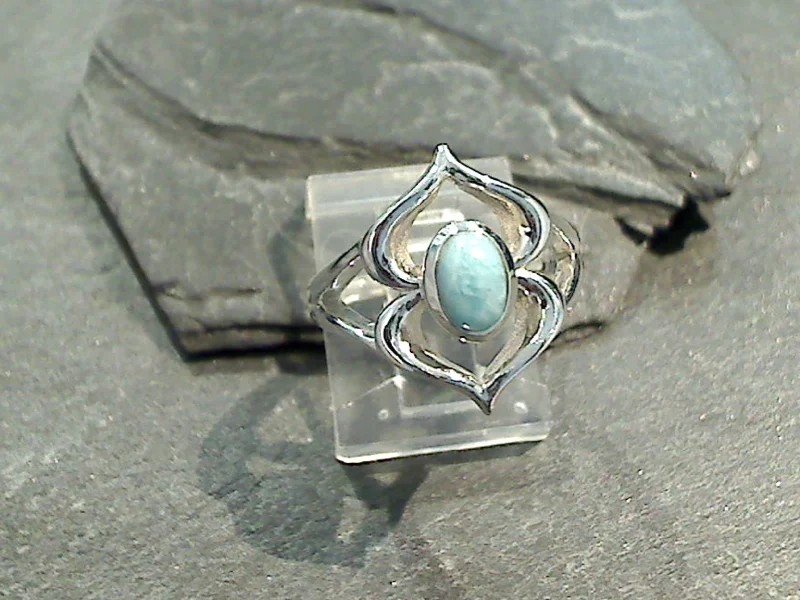 Size 6 Larimar, Sterling Silver Ring