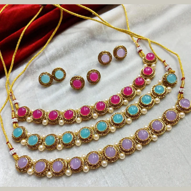 Manisha Jewellery Gold Plated Crystal Stone Choker Necklace Set