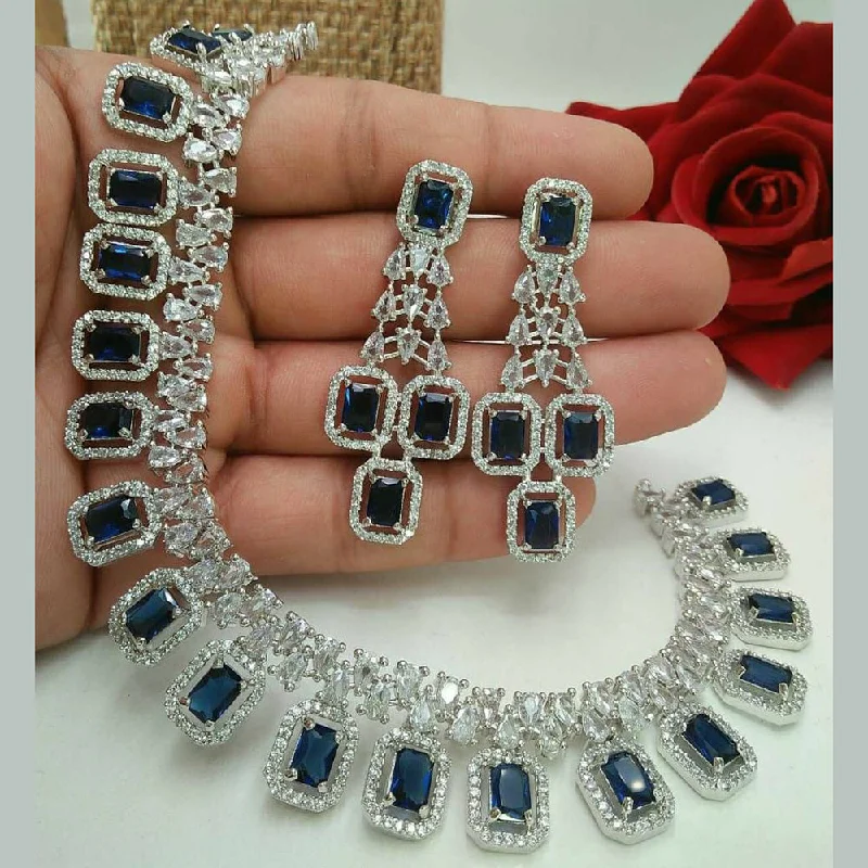 Manisha Jewellery Silver Plated AD Necklace Set