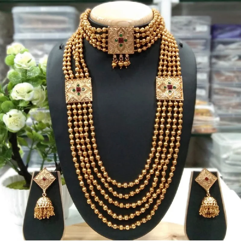 Manisha Jewellery Gold Plated Double Necklace Set