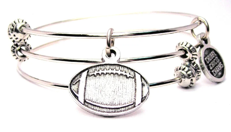 Detailed Football Triple Style Expandable Bangle Bracelet