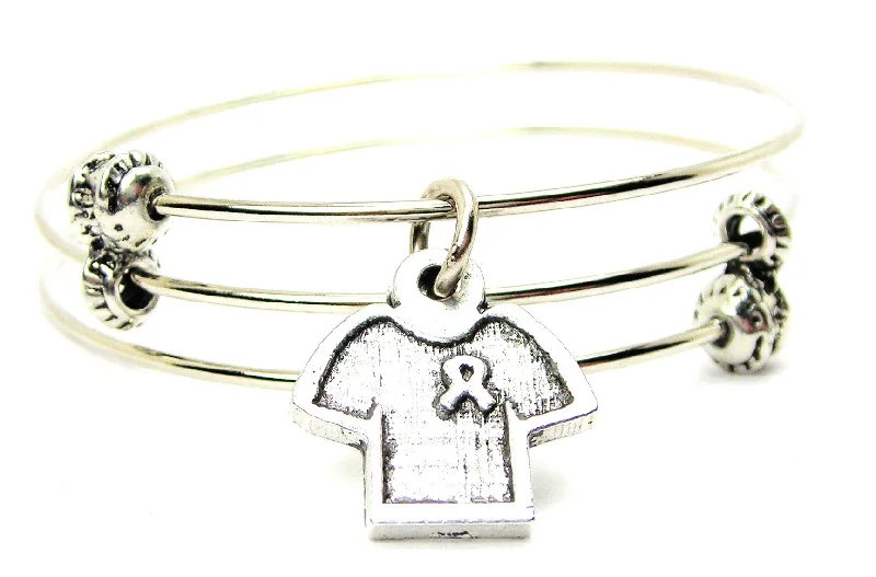 T-Shirt With Awareness Ribbon Triple Style Expandable Bangle Bracelet