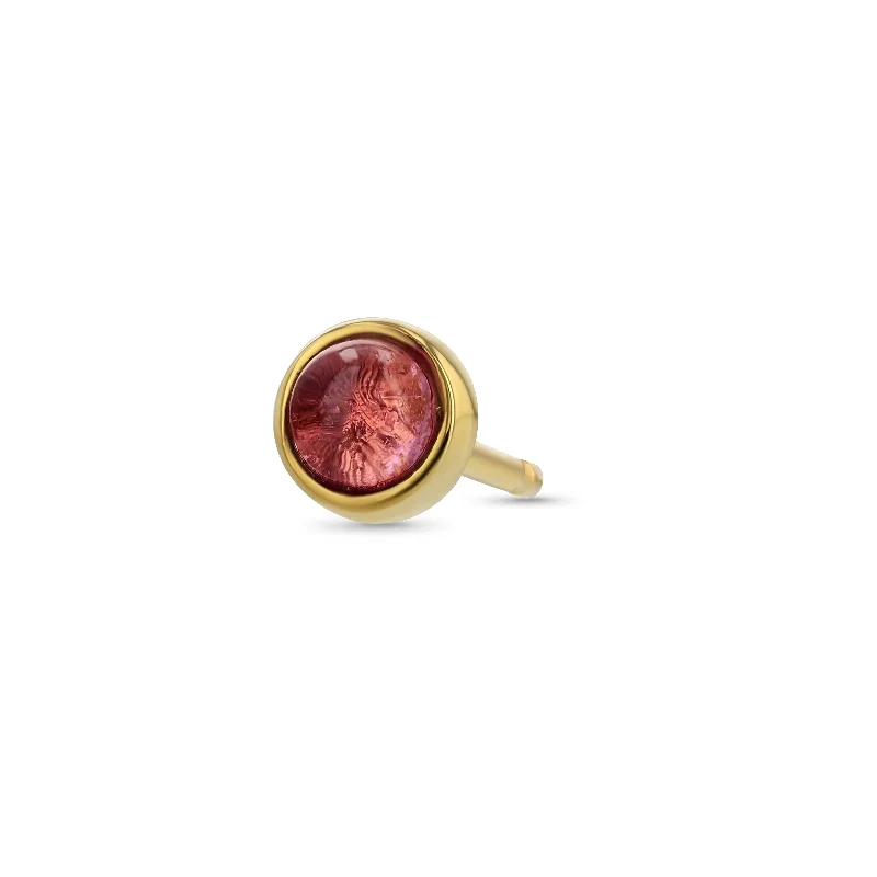 Bezel Cab Studs  - Pink Tourmaline