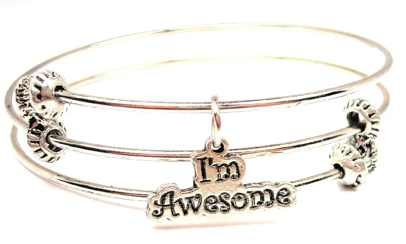 I'm Awesome Triple Style Expandable Bangle Bracelet