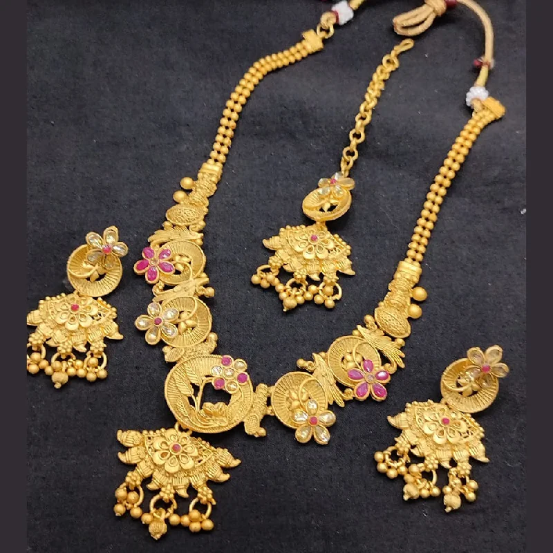 Manisha Jewellery Antique Gold Plated Pota Stone Necklace Set