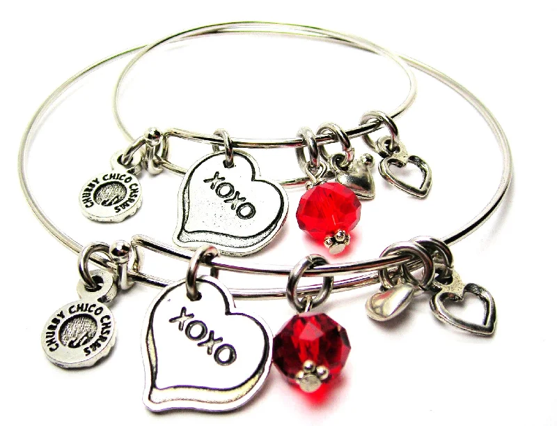 XOXO Heart Adult and Child Matching Expandable Bangle Bracelets