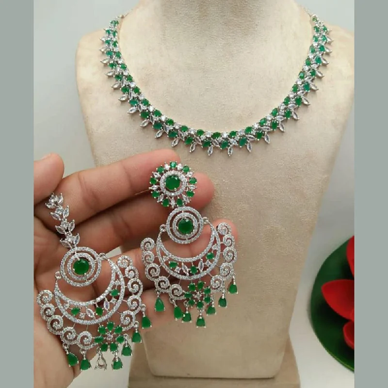 Manisha Jewellery Silver Plated AD Necklace Set