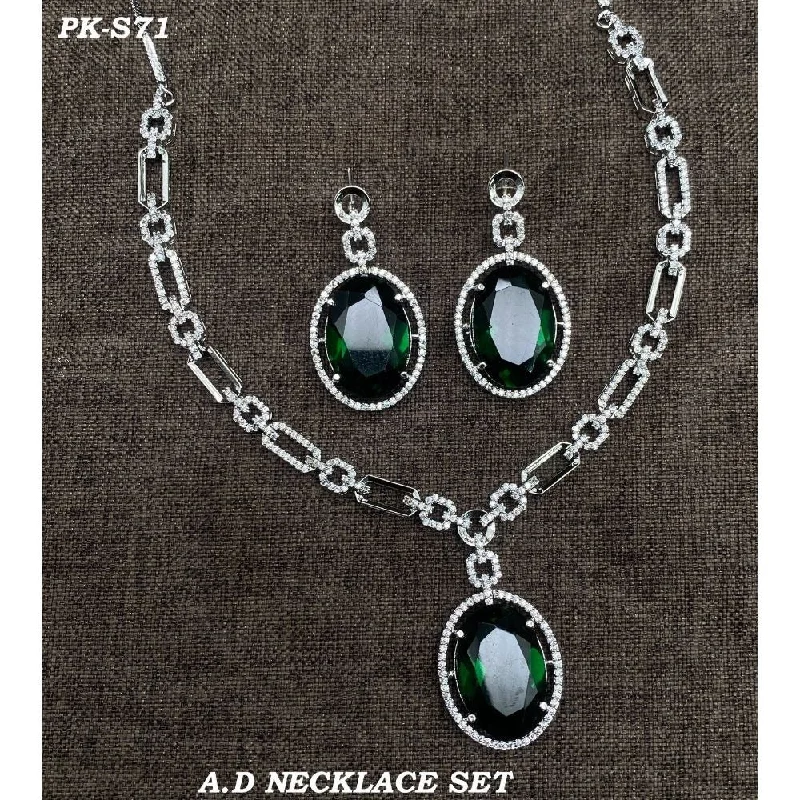 Akruti Collection Silver Plated AD Stone Necklace Set