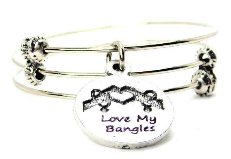 Love My s Triple Style Expandable Bangle Bracelet